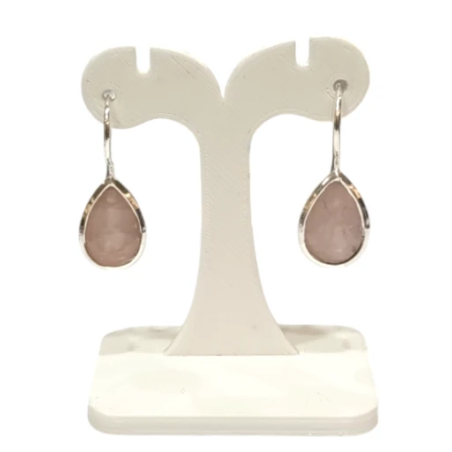 Boucles Quartz Rose Goutte Facettée Argent 925