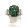 Bague Chrysocolle Rectangulaire Argent 925 Ciselé Taille 56+