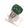 Bague Chrysocolle Rectangulaire Argent 925 Ciselé Taille 56+