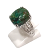 Bague Chrysocolle Rectangulaire Argent 925 Ciselé Taille 56+