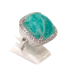 Bague Amazonite Carré Facettée et Topaze Blanche Argent 925 Taille 53