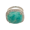Bague Amazonite Carré Facettée et Topaze Blanche Argent 925 Taille 53