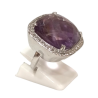 Bague Améthyste Carrée Facettée et Topaze Blanche Argent 925 Taille 51+