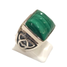 Bague Malachite Carrée Facettée Triquetra Argent 925 Taille 58