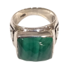 Bague Malachite Carrée Facettée Triquetra Argent 925 Taille 58