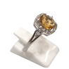 Bague Citrine Rectangulaire Facettée et Topaze Blanche Argent 925 Taille 58