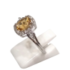 Bague Citrine Rectangulaire Facettée et Topaze Blanche Argent 925 Taille 58