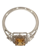 Bague Citrine Rectangulaire Facettée et Topaze Blanche Argent 925 Taille 58
