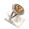 Bague Citrine Ronde Facetté et Topaze Blanche Argent 925 Taille 58