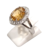 Bague Citrine Ronde Facetté et Topaze Blanche Argent 925 Taille 58