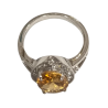 Bague Citrine Ronde Facetté et Topaze Blanche Argent 925 Taille 58