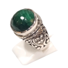 Bague Malachite Ronde Facetté Argent 925 Ciselé Type Chevalière Taille 57