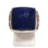 Bague Lapis-lazuli Carré Facetté Triquetra Argent 925 Type Chevalière Taille 58