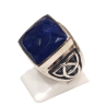 Bague Lapis-lazuli Carré Facetté Triquetra Argent 925 Type Chevalière Taille 58