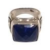 Bague Lapis-lazuli Carré Facetté Triquetra Argent 925 Type Chevalière Taille 58