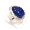 Bague Lapis-lazuli Goutte Argent 925 Ciselé Taille 54+