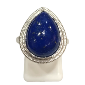 Bague Lapis-lazuli Goutte Argent 925 Ciselé Taille 54+