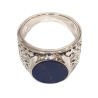 Bague Lapis-lazuli Ovale Argent 925 Ciselé Type Chevalière Taille 58