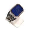 Bague Lapis-lazuli Rectangulaire Argent 925 Ciselé Type Chevalière Taille 62