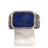 Bague Lapis-lazuli Rectangulaire Argent 925 Ciselé Type Chevalière Taille 62