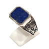 Bague Lapis-lazuli Rectangulaire Argent 925 Ciselé Type Chevalière Taille 62