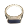 Bague Lapis-lazuli Rectangulaire Argent 925 Ciselé Type Chevalière Taille 62