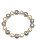Bracelet Perles de Majorque Grises et Blanches 14mm