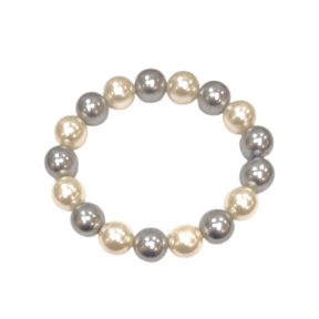 Bracelet Perles de Majorque Grises et Blanches 14mm