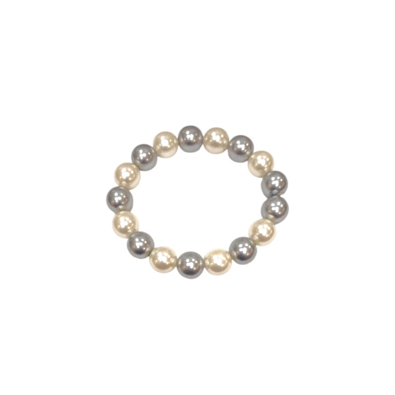 Bracelet Perles de Majorque Grises et Blanches 14mm