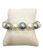 Bracelet Perles de Majorque Grises et Blanches 14mm