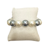 Bracelet Perles de Majorque Grises et Blanches 14mm