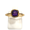 Bague Améthyste Carré Facetté Argent 925 Plaqué Or Taille 56