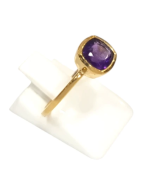 Bague Améthyste Carré Facetté Argent 925 Plaqué Or Taille 56