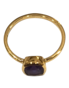 Bague Améthyste Carré Facetté Argent 925 Plaqué Or "Vermeil" Taille 56