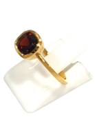 Bague Grenat Rouge Carré Facetté Argent 925 Plaqué Or "Vermeil" Taille 55