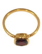 Bague Grenat Rouge Carré Facetté Argent 925 Plaqué Or Taille 55