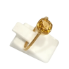 Bague Citrine Carrée Facettée Argent 925 Plaqué Or Taille 59