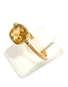 Bague Citrine Carrée Facettée Argent 925 Plaqué Or "Vermeil" Taille 59