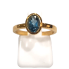 Bague Topaze Bleue de Londres Ovale Facetté Argent 925 Plaqué Or Taille 52