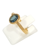 Bague Topaze Bleue de Londres Ovale Facetté Argent 925 Plaqué Or "Vermeil" Taille 52
