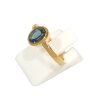 Bague Topaze Bleue de Londres Ovale Facetté Argent 925 Plaqué Or "Vermeil" Taille 52