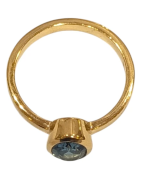 Bague Topaze Bleue de Londres Ovale Facetté Argent 925 Plaqué Or Taille 52