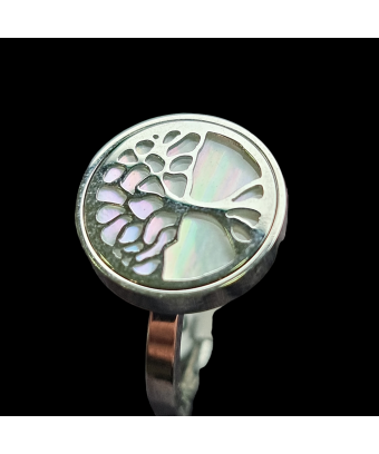 Bague Nacre Arbre de vie Acier inox