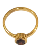 Bague Grenat Rouge Ovale Facetté Argent 925 Plaqué Or "Vermeil" Taille 58