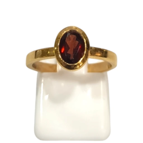 Bague Grenat Rouge Ovale Facetté Argent 925 Plaqué Or Taille 58