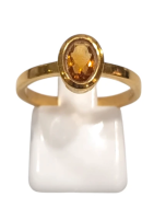 Bague Citrine Ovale Facettée Argent 925 Plaqué Or Taille 54