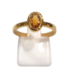Bague Citrine Ovale Facettée Argent 925 Plaqué Or Taille 54