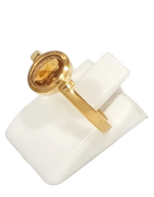 Bague Citrine Ovale Facettée Argent 925 Plaqué Or "Vermeil" Taille 54