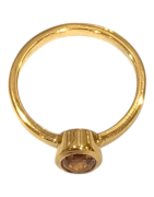 Bague Citrine Ovale Facettée Argent 925 Plaqué Or Taille 54