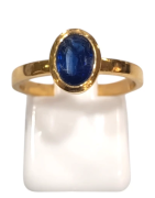 Bague Tanzanite Ovale Facetté Argent 925 Plaqué Or "Vermeil" Taille 52+